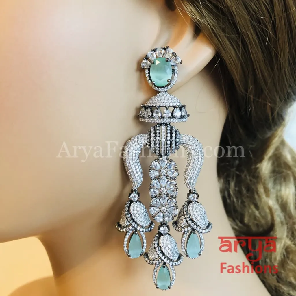 Viva CZ Mint Green Designer Fusion Earrings