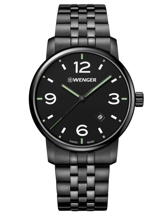 Wenger Mens Urban Metropolitan Vintage Watch- Black PVD - Bracelet