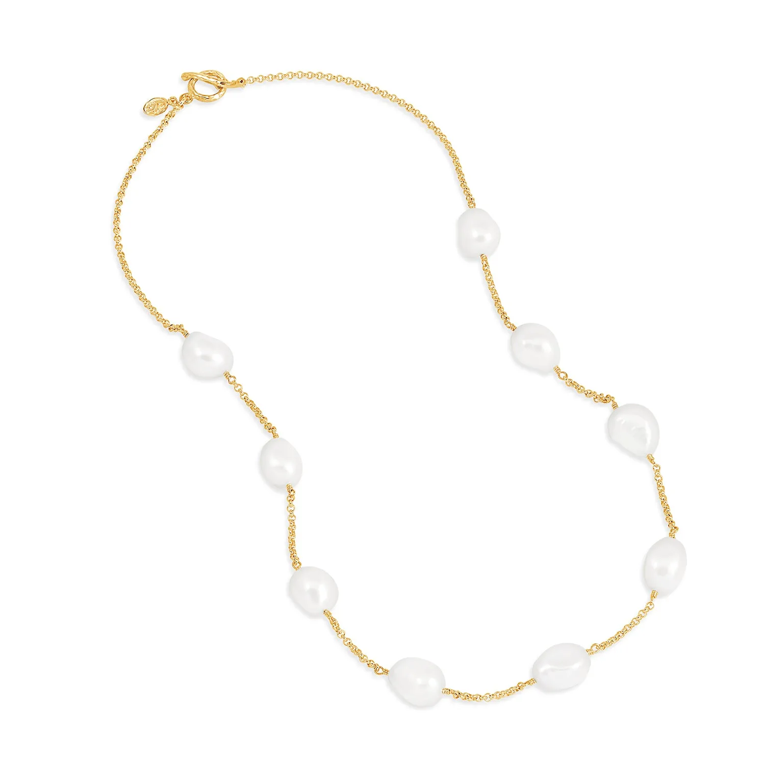 White Baroque Pearl Chain Necklace