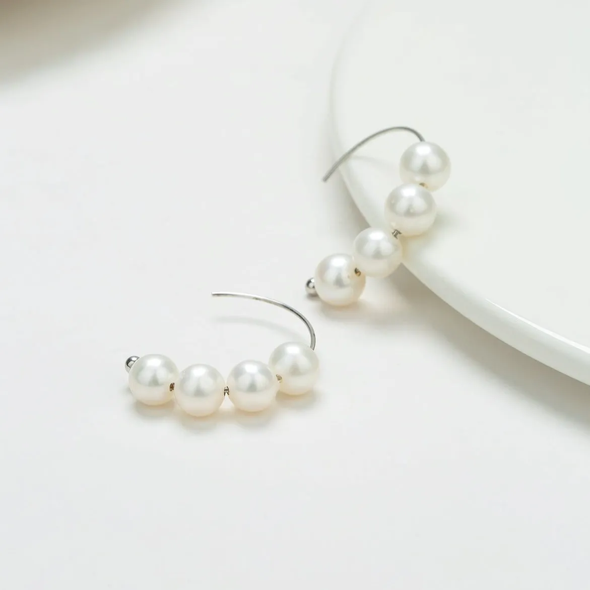 White Freshwater Pearl Hoop Renee Earrings