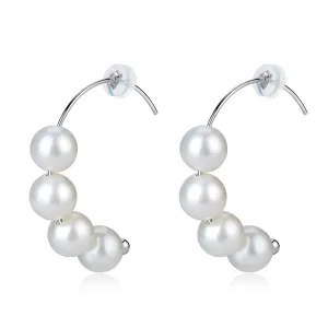 White Freshwater Pearl Hoop Renee Earrings