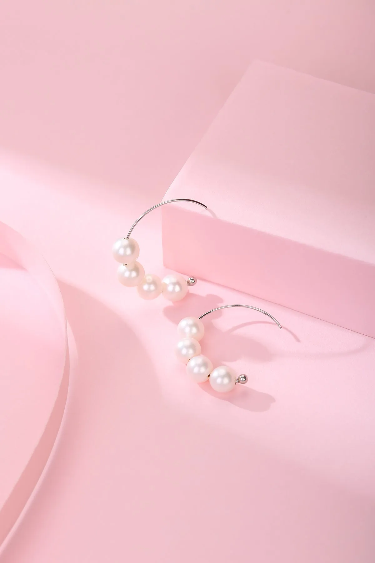 White Freshwater Pearl Hoop Renee Earrings