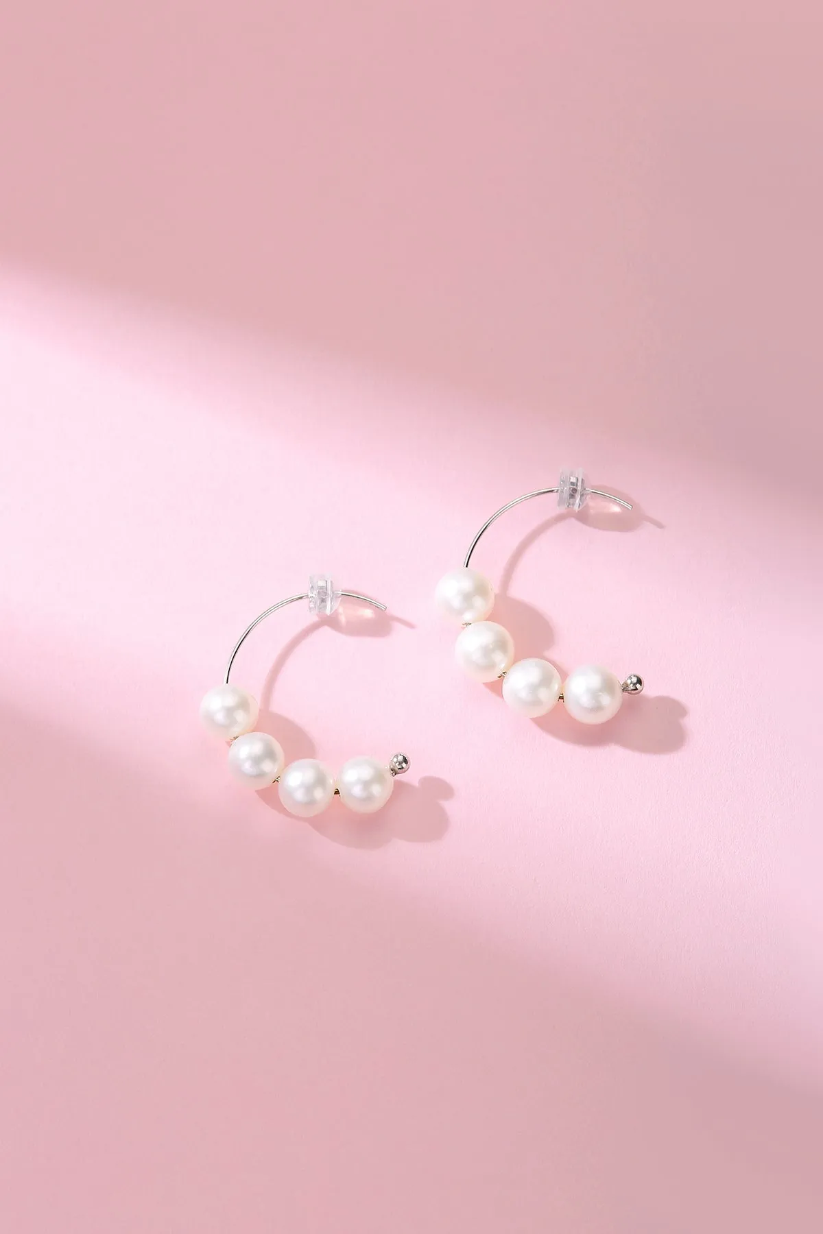 White Freshwater Pearl Hoop Renee Earrings