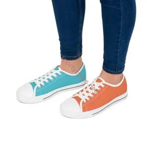 Women's Turquoise & Coral Mismatched Low Top Sneakers