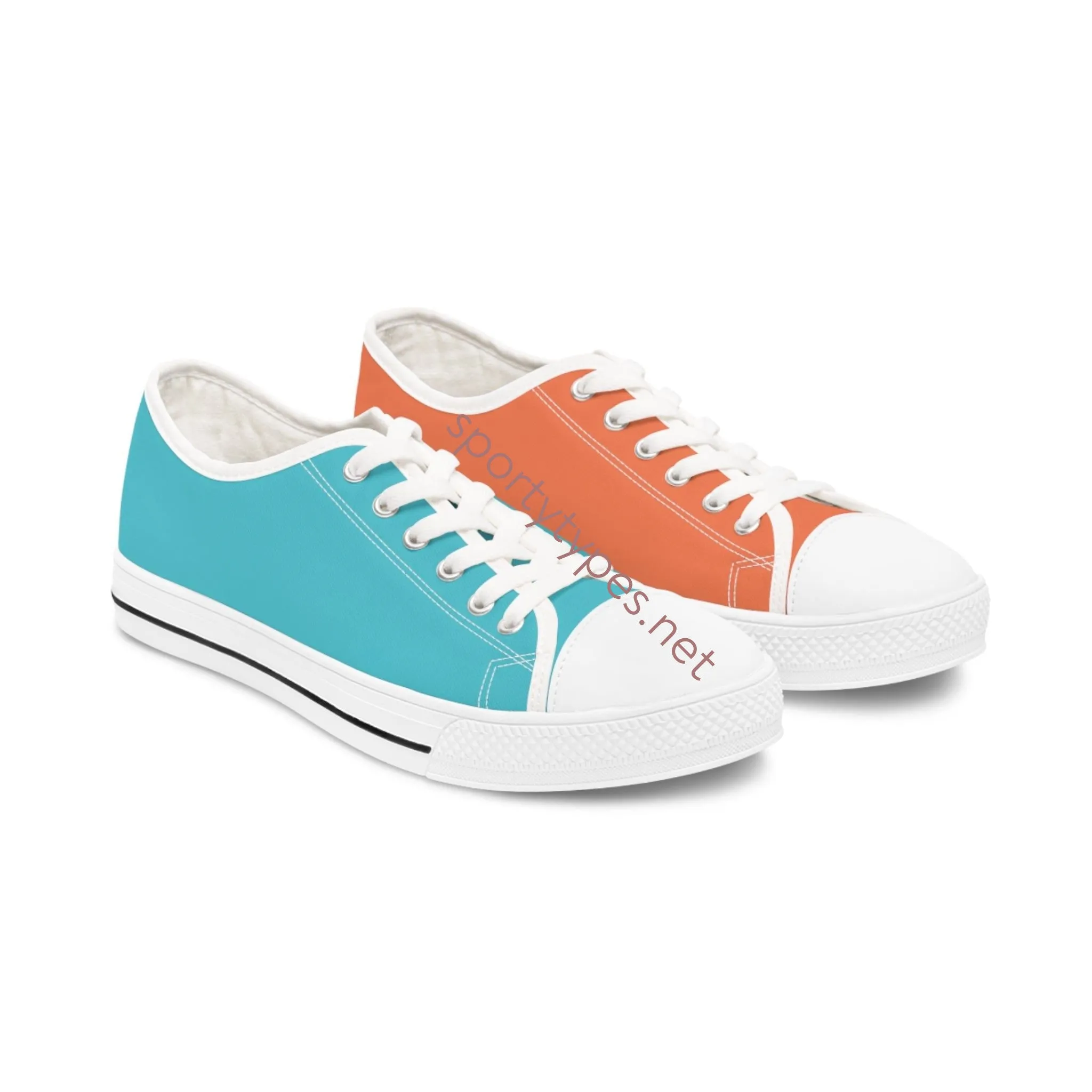 Women's Turquoise & Coral Mismatched Low Top Sneakers