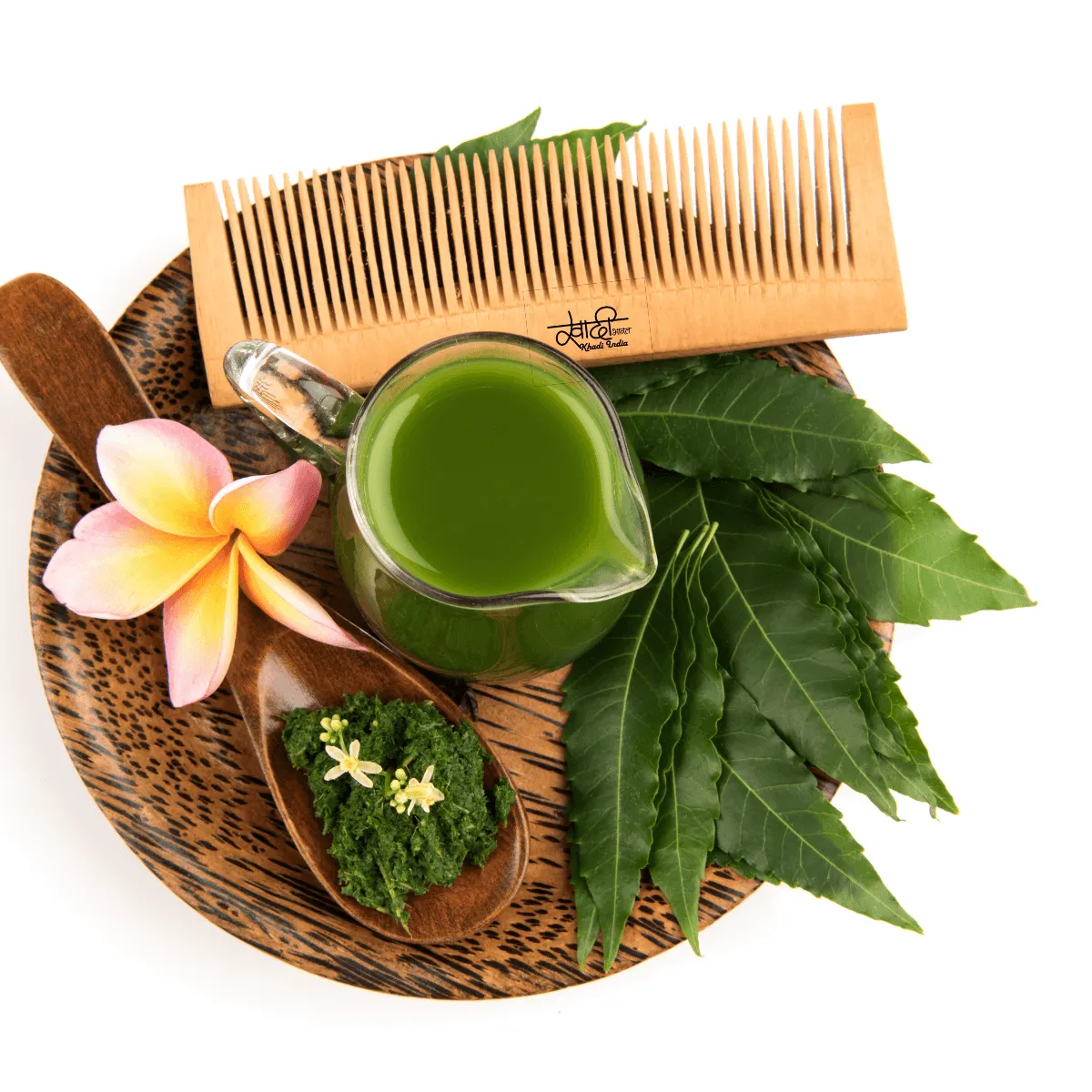 Wooden Neem comb - Oils & Herbs Treated Organic wooden comb