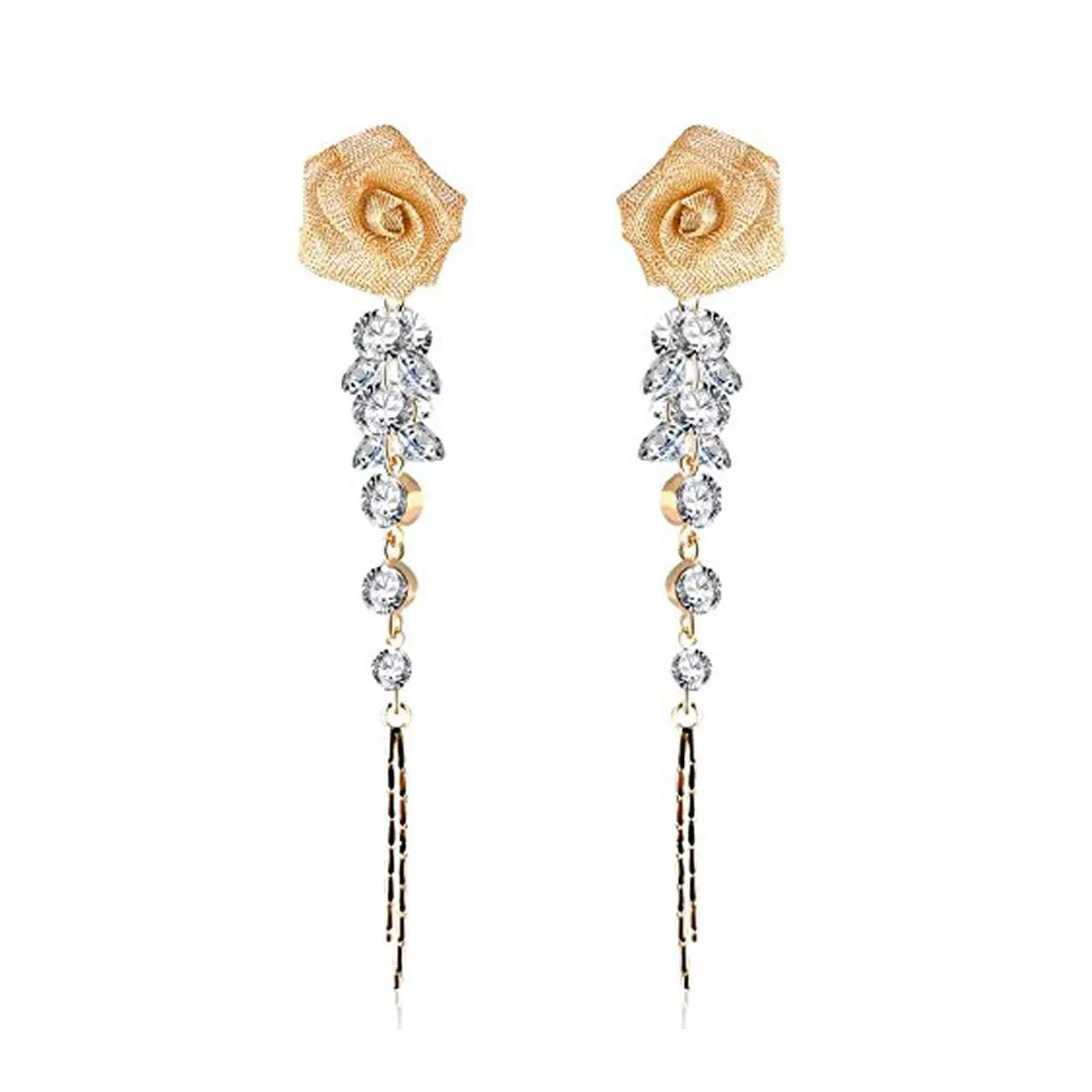 Yellow Chimes Luxurious Latest Modal Floral Designer Cubic Zircon Dangle Earrings For Women