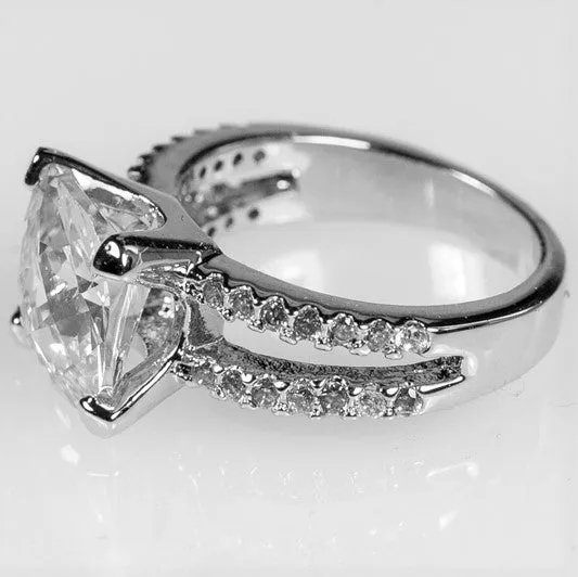 Zandra Cushion Cut Engagement Statement Ring | 6.5ct | Cubic Zirconia | Silver