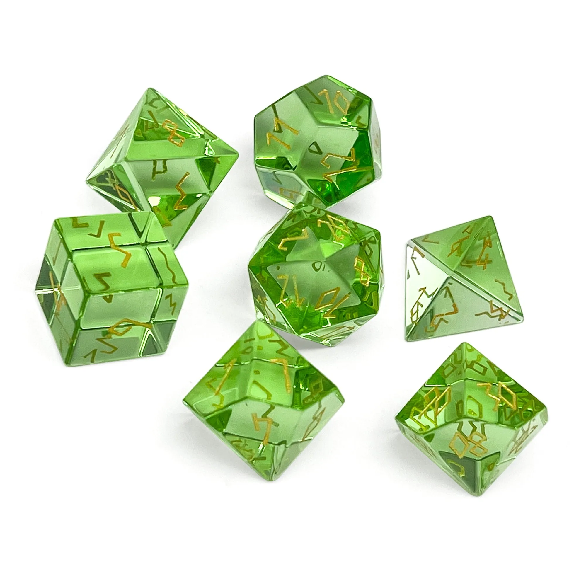 Zircon Peridot - 7 Piece RPG Set Zircon Glass Dice