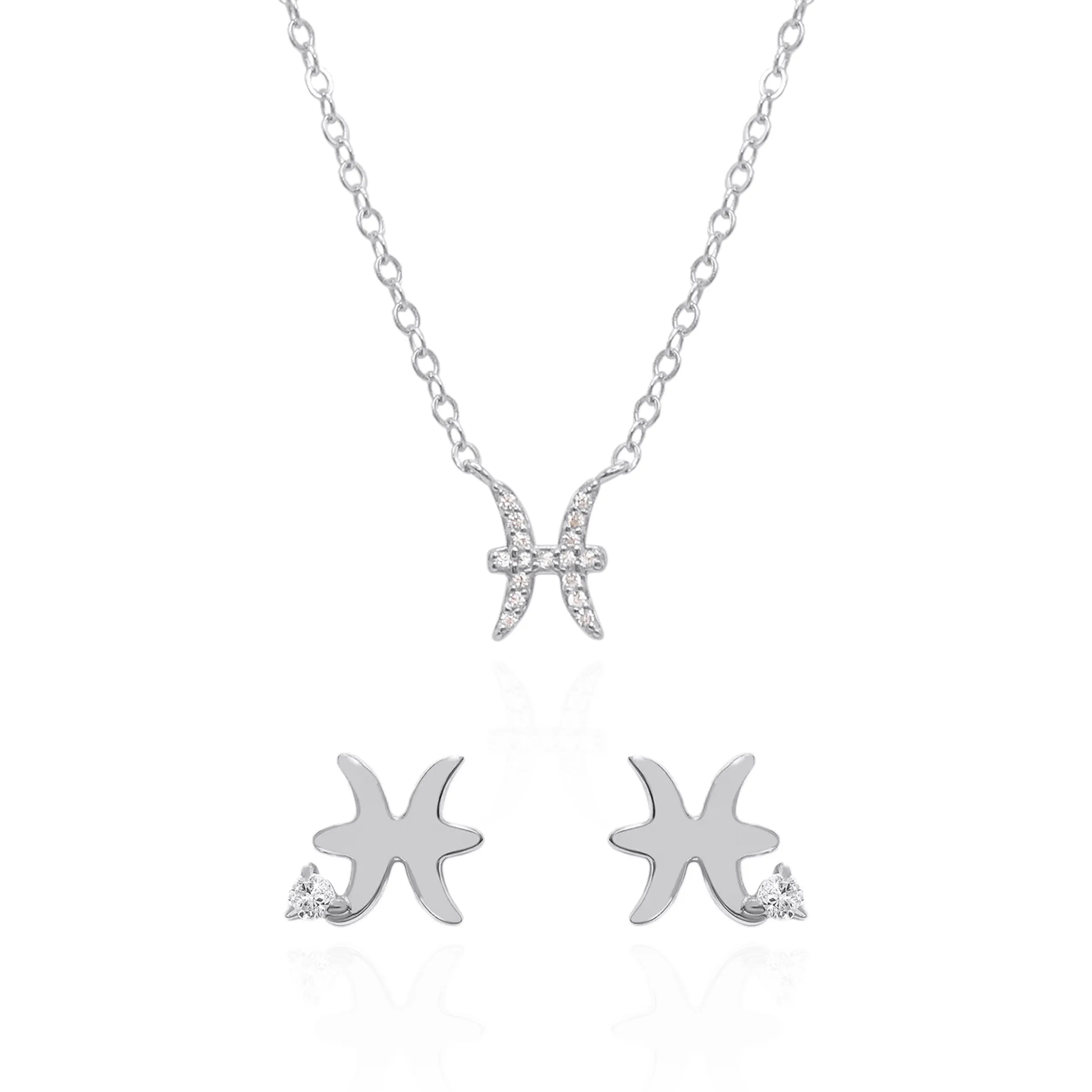 Zodiac Symbol Gift Set | Stud Earrings & Necklace | 925 Sterling Silver