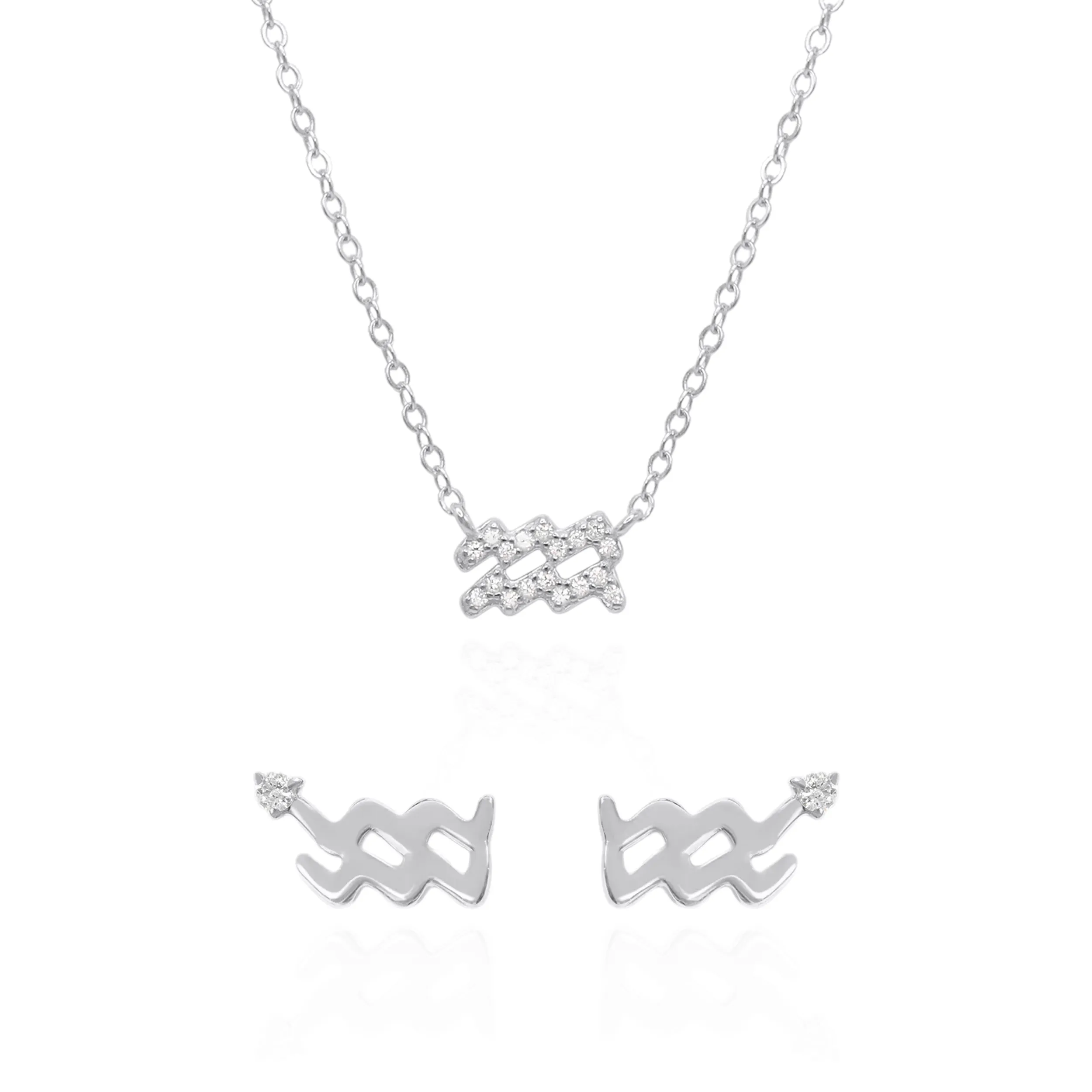 Zodiac Symbol Gift Set | Stud Earrings & Necklace | 925 Sterling Silver