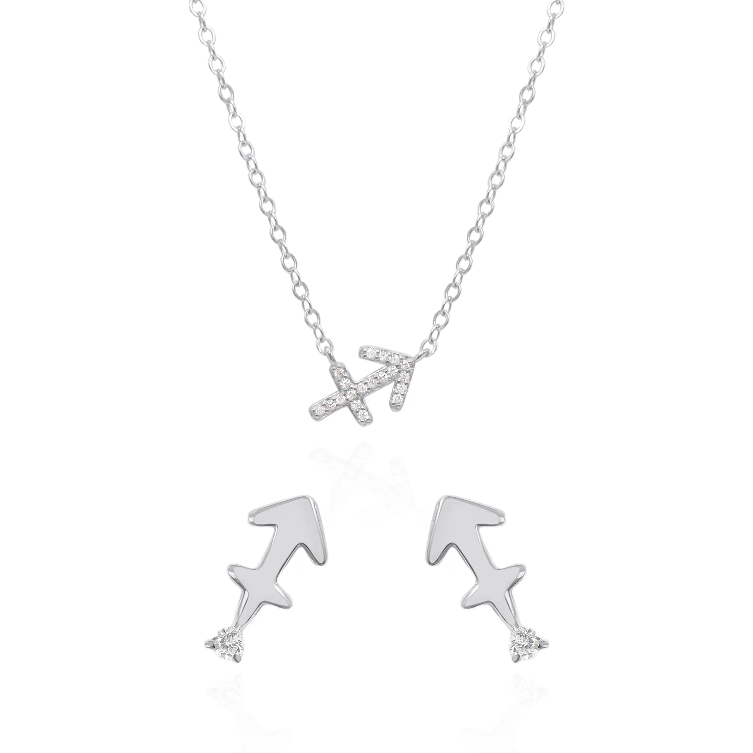 Zodiac Symbol Gift Set | Stud Earrings & Necklace | 925 Sterling Silver